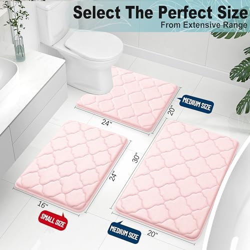 OLANLY Memory Foam Bath Mat Rug 24x16, Ultra Soft Bathroom Rugs, Pink - Image 2