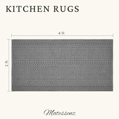 2' x 4' Entryway Rug, Boho Small Area Rug, Machine Washable, Woven Rug, Non-Slip, Vintage Design, Pet Friendly, Soft Faux Fibre, for Indoor Entryways, Bedroom, Kitchens, Front Doors Grey - Image 2