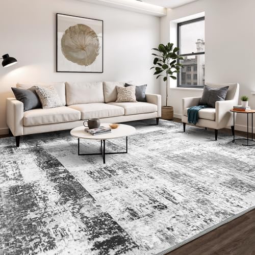 Rugflix 8x10 Area Rugs for Living Room, Washable Grey Large Rug - Image 7