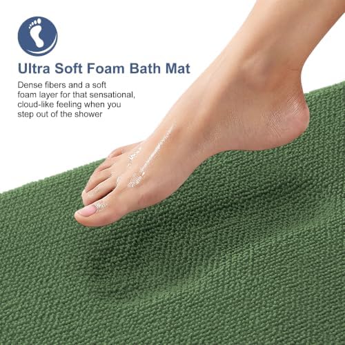 OLANLY Memory Foam Bathroom Rugs 30x20, Absorbent Bath Mat, Olive Green - Image 2
