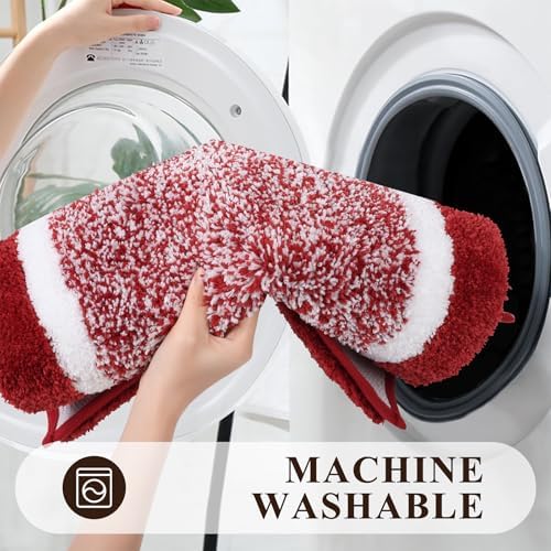 Pauwer Bathroom Rugs Sets 2 Piece, Non Slip Washable Bath Mat, Red - Image 6