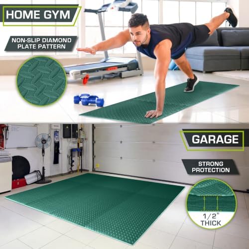 ProsourceFit Exercise Puzzle Mat 1/2-inch, EVA Interlocking Foam Floor Tiles for Home Gym, Workout Equipment, Kids Play Areas, Green, 24 SQ FT - 6 Tiles - Image 3