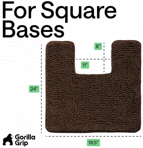GORILLA GRIP Chenille Bath Rug Mat for Square Toilet Base, 24x19 Brown - Image 2