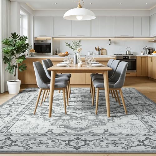 Lessymo 5x8 Area Rug for Living Room, Machine Washable Super Soft Rugs Grey - Image 3