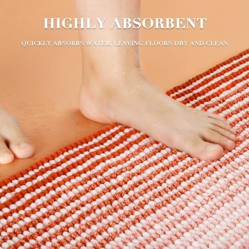 BSICPRO Fall Bathroom Rugs Sets 2 Piece, Non Slip Bath Mats, Sunset Orange - Image 5