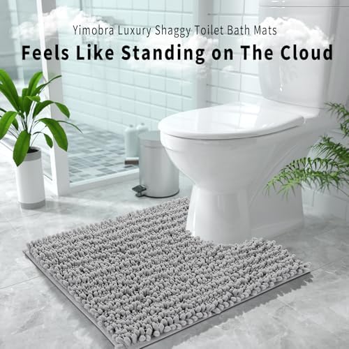 Yimobra Toilet Rug U Shaped Washable 24x20 Inch - Ultra Soft Absorbent Chenille Bath Rugs for Toilet, Quick Dry & Machine Washable, Non Slip Contour Bathroom Mat, Gray - Image 6