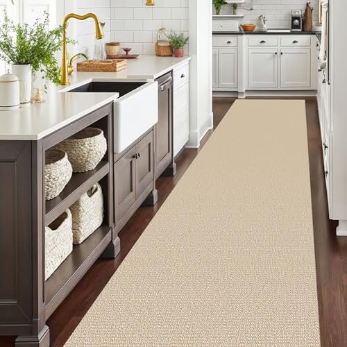 EARTHALL Washable Runner Rug, Non Slip, 3x18 Ft, Golden Beige/White - Image 6
