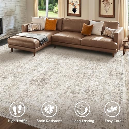 Sasttie 4x6 Area Rugs, Ultra-Soft Washable Rug for Living Room, Beige - Image 3