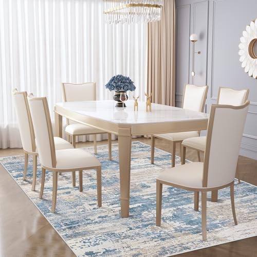 XLUEZ 5x7 Area Rugs for Living Room, Washable Modern Abstract Large Area Rug Neutral Soft Non Slip Kids Rug Stain Resistant Indoor Carpet for Bedroom Nursery Dining Room Playroom(BlueBeige, 5'x7') - Image 5