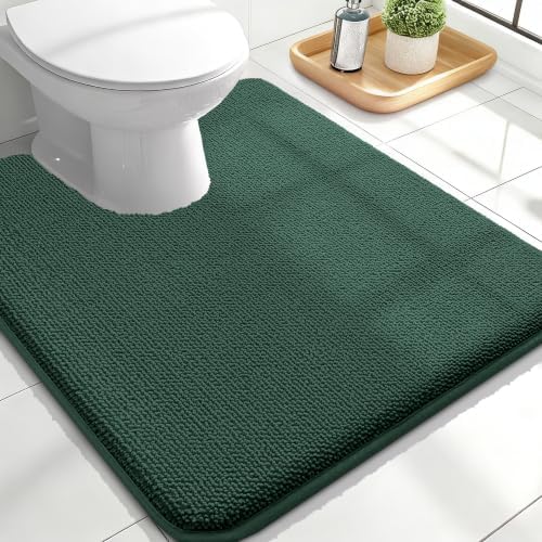 OLANLY Thick Memory Foam Bathroom Toilet Rug U-Shaped 24x20, Blackish Green by OLANLY