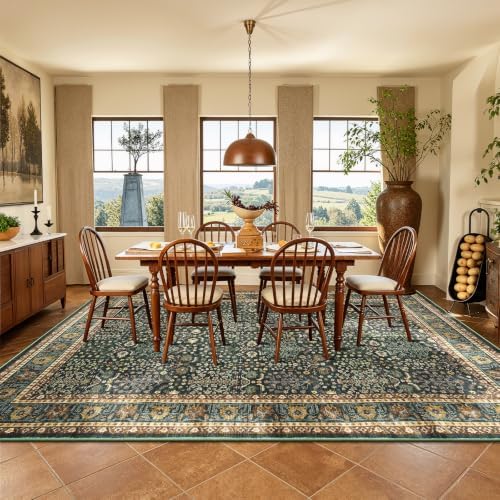 Lofus 6x9 Washable Area Rug for Living Room, Non-Slip Green Boho Carpet - Image 3