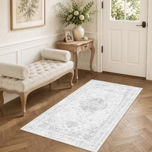 2x4 Washable Kitchen Area Rug Stain Resistant Medallion Gray Door Mat - Image 4
