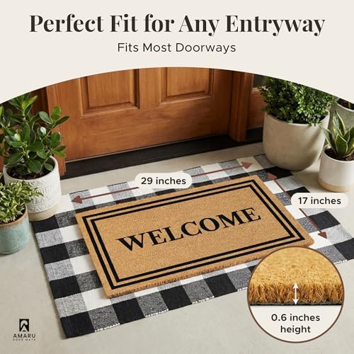 Coir Welcome Mat, Non-Slip, Welcome Classic 6, 17x29 in - Image 2