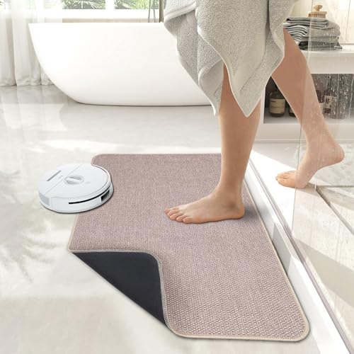 Bath Mat,Ultra Thin Bathroom Rugs,Rubber Bath Mats for Bathroom,No Slip Bath Rugs,Quick Dry,Machine Washable,Low Pile,Absorbent,Shower Outside,Sink,Home Decor Accessories.Beige,1'5"x2'3"(17x27inch) - Image 6