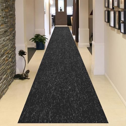 2x10 ft Outdoor Runner Rug, Non-Slip Indoor Outdoor Carpet Runner with TPR Backing, Waterproof Mat for Hallway, Kitchen, Patio, Garage, Deck, Entryway, Black Fine Stripes - Image 6