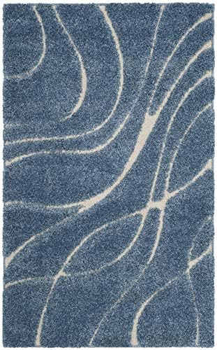 SAFAVIEH Florida Shag Accent Rug 2'3"x4', Light Blue & Cream SG471-6011 by Unknown