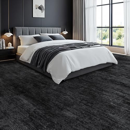 6x9 Washable Area Rug, Black Solid Area Rugs for Living Room & Bedroom - Image 2