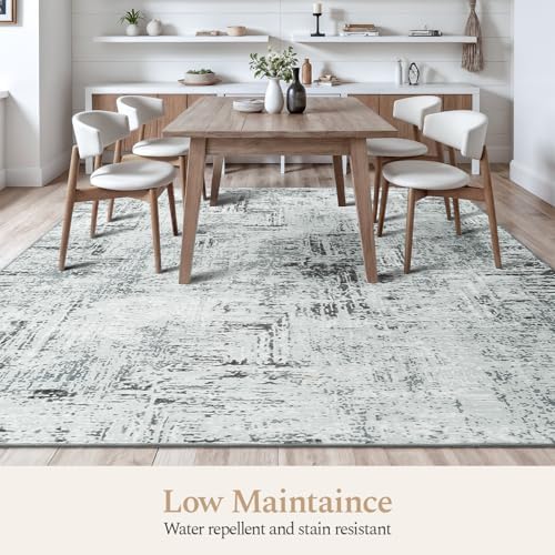 Rugflix 9x12 Area Rugs for Living Room, Washable Blue Grey Large Rug - Image 3