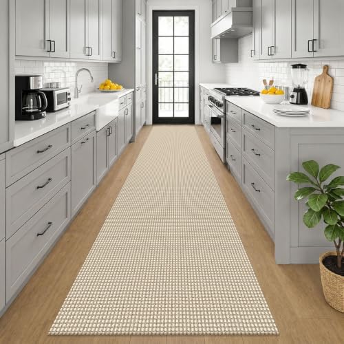 KOZYFLY Cotton 2.5'x12' Runners Rugs for Hallway, Long Washable Runner Rug, Woven Non Slip Kitchen Runner, Braided Entryway Rug, Floor Carpet for Entry, Aisle, Hall, Oatmeal Beige - Image 2
