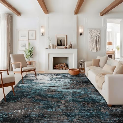 GarveeHome Abstract Living Room Large Rug 8x10 Machine Washable Blue Green by GarveeHome