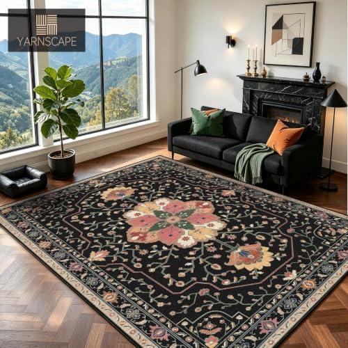 YARNSCAPE 6' x 9' Machine Washable Area Rug, Non-Slip Low-Pile Carpet - Image 5
