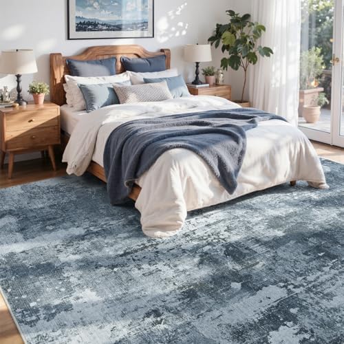 6x9 Ft Abstract Washable Area Rugs for Living Room Blue - Image 4
