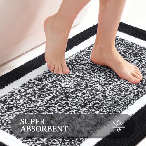 Pauwer Bathroom Rugs Sets 2 Piece, Non Slip Washable Bath Mat, Black - Image 4