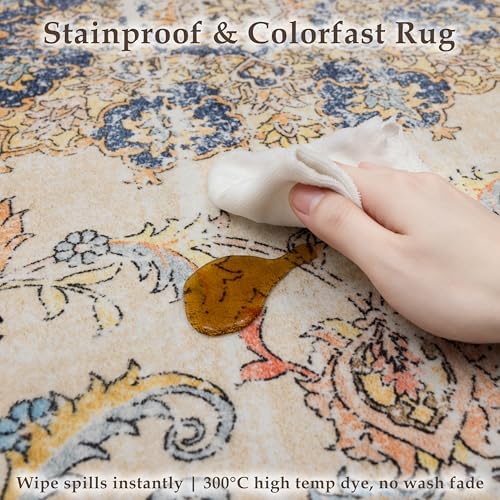 Ruaruarug Washable Area Rug 8×10 for Living Room, Ultra Soft, Navy Brown - Image 5