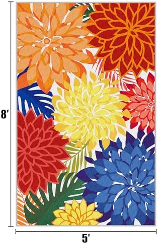 Arenarug Outdoor Rug Waterproof, Washable Patio Rug for Deck, 5x8, Colorful - Image 2