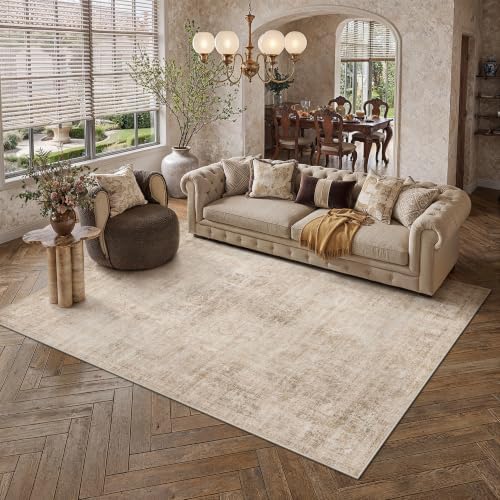 6x9 Beige Vintage Area Rug by WondRg
