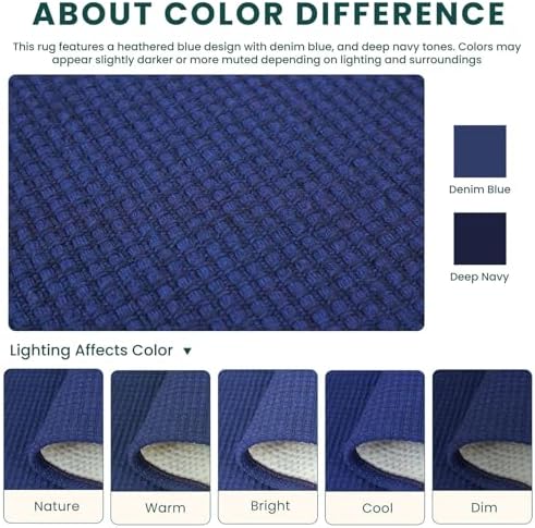 KOZYFLY Washable 4x5 Entry Woven Area Rug, Braided Throw Rugs for Entryway, Non Slip Door Mat Indoor Entrance, Flatweave Carpet for Foyer, Bedroom, Dining, Office, Deep Navy Blue - Image 3