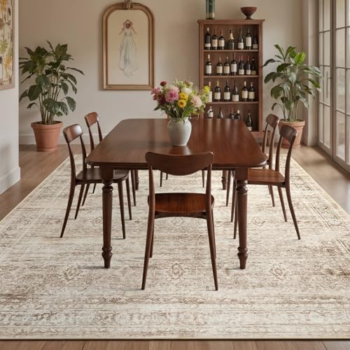 9x12 Area Rug for Living Room, Non-Slip Washable Beige Large Carpet - Image 3
