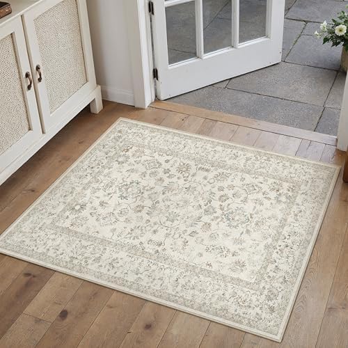 PureCozy 2x3 Taupe Area Rug Washable Vintage Non Slip Carpet by PureCozy