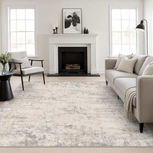 Area Rug Living Room: 8x8 Modern Washable Soft Carpet Brown Beige by FXRHLP