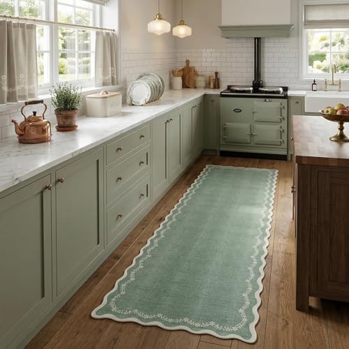 GarveeHome 2x6 Scalloped Washable Runner Rug Non Slip Hallway Kitchen Rug - Image 3
