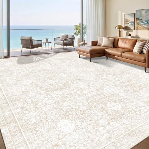 Sasttie 9x12 Area Rugs, Ultra-Soft Washable Rug for Living Room, Cream by SASTTIE