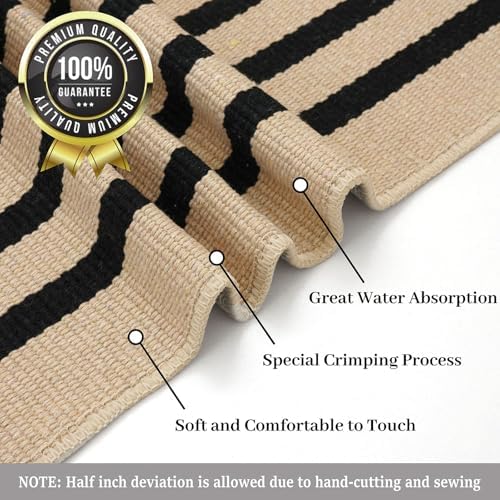 KILOCOCO Striped Rug 4x6 ft Washable Woven Front Door Rug, Brown and Black - Image 6
