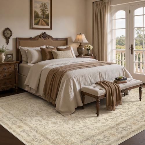 6x9 Area Rugs Living Room: Washable Vintage Floral Rug for Bedroom - Image 3