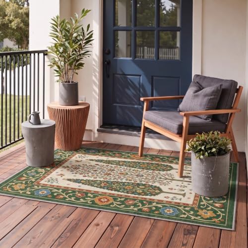GENIMO 5X8 Outdoor Rug, Washable for Patio and Deck, Antique Sage - Image 3