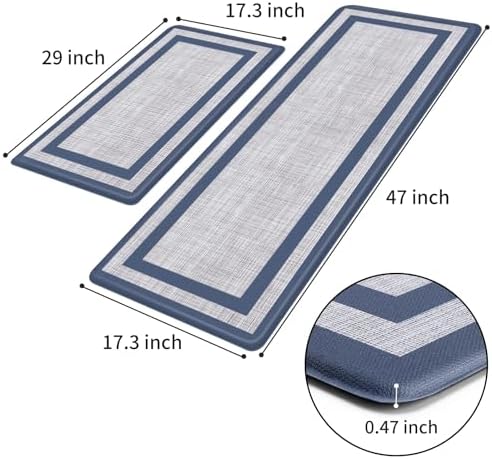 Mattitude Kitchen Mats Set of 2,Cushioned Anti-Fatigue Non-Skid Rug Sets - Image 2
