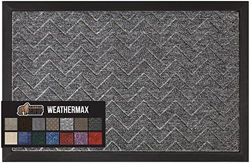 GORILLA GRIP WeatherMAX Door Mat, Indoor Outdoor Use, 72x24, Silver Chevron by GorillaGrip