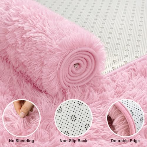Shag Area Rugs for Bedroom Living Room,Ultra Soft Fluffy Area Rugs for Dorm,Indoor Carpet Plush Rugs for Living Room Home Decor (Pink, 8x10 Feet) - Image 6