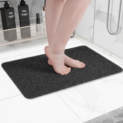 Hargiis Non-Slip Bathtub Mat, Anti Slip Shower Mat, Fast Drying Bathtub Mats, Foot Scrubber Mat, Anti Slip Mat for Tub, Floor, Bathroom, Kitchen, Home, Hotel (Black 24"×16") by Hargiis