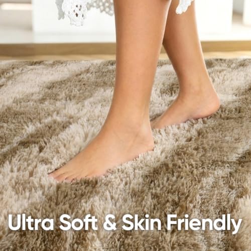 8x10 Extra Large Khaki Fluffy Area Rug Non-Slip for Living Room Bedroom - Image 5