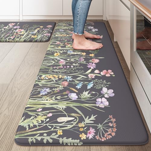 KIMODE Anti Fatigue Kitchen Mats for Floor,Farmhouse Kitchen Rugs Sets of 2 by StayinComfortCookwithJoy