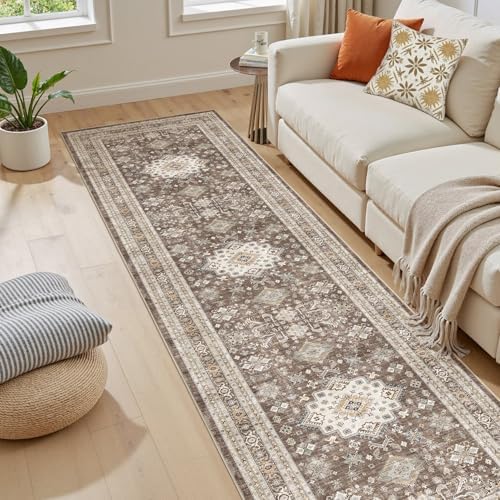 cotiled 2x8 Hallway Runner Rug for Entryway, Non-Slip Vintage, Dark Brown - Image 5