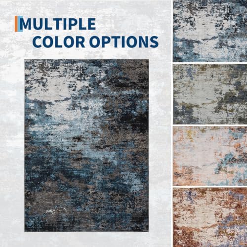 GarveeHome 4x6 Washable Area Rug Modern Abstract Blue Green - Image 7