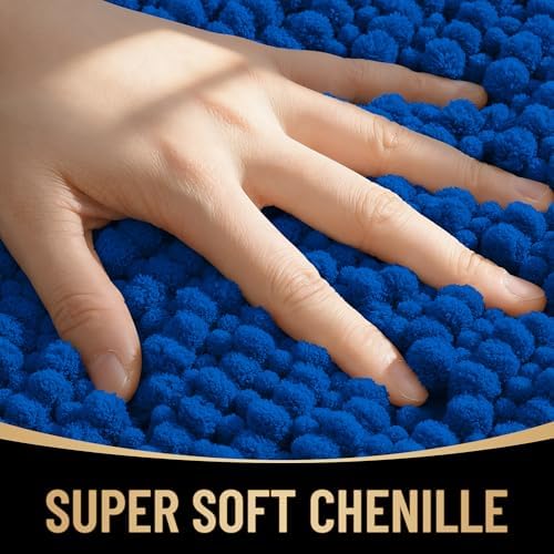 OLANLY Thick Chenille Bathroom Runner Rugs Mats 44x24, Royal Blue - Image 2