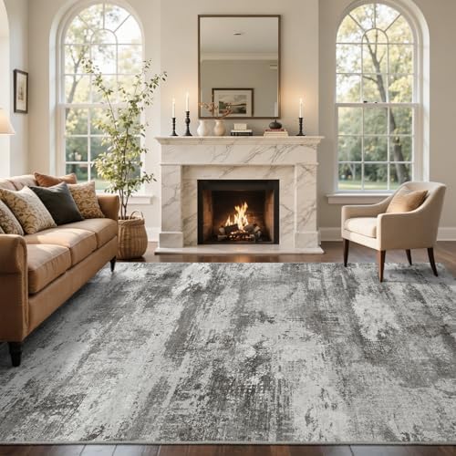 8x10 Ft Abstract Washable Area Rugs for Living Room Grey - Image 2