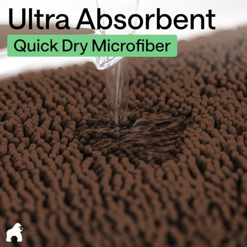 GORILLA GRIP Bathroom Area Rug Sets 2 Piece, Soft Chenille, 30x20 Brown - Image 6